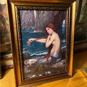 Framed Mermaid Art Print in copper colored Frame